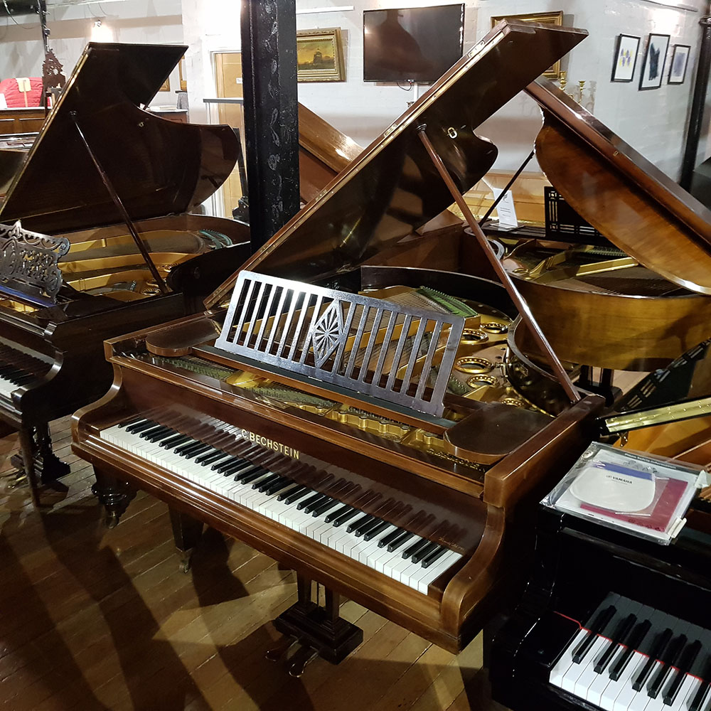 Used Bechstein Model L baby grand piano in a mahogany case for sale.