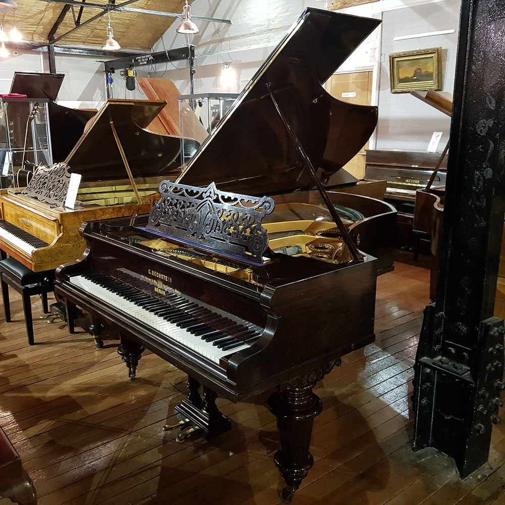 Used Bechstein Model V grand piano for sale in a rosewood case.