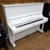 Used white Yamaha U3 for sale, in a white polyester case.