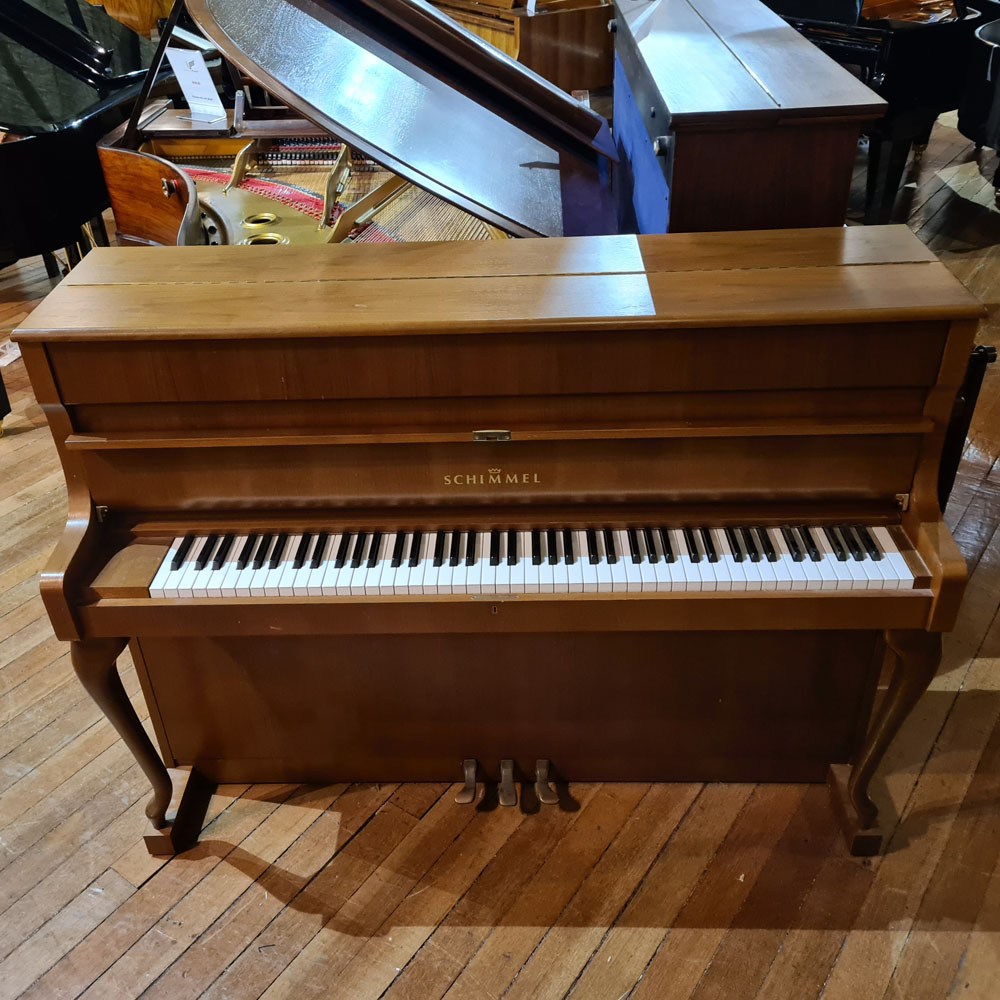 Used upright piano SCHIMMEL 120 Myrthe Mahogany Store Nancy Fittings Gold  Brass Silent system Available as an option Colour Dark wood / mahogany